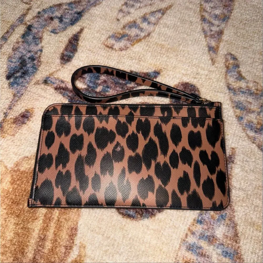 Kate Spade Leopard Print Wristlet – Brown & Black